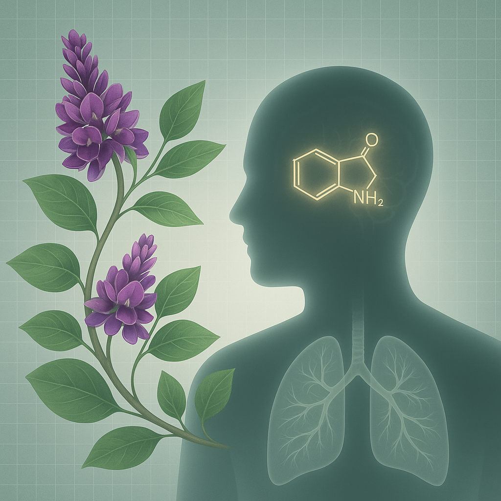 A head in profile with a molecule and kudzu flowers